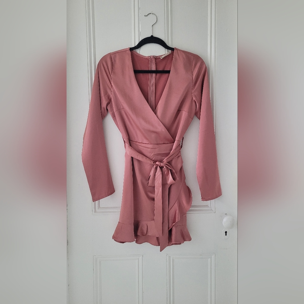 Rose colored satin Altar'd State dress